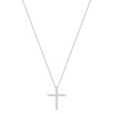 Round White Diamond Simple Religious Cross Pendant Necklace for Women 1/10 CT (0.11 ctw, Color I-J, Clarity I2-I3) in 925 Sterling Silver