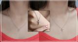 Round White Diamond Simple Religious Cross Pendant Necklace for Women 1/10 CT (0.11 ctw, Color I-J, Clarity I2-I3) in 925 Sterling Silver