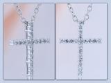 Round White Diamond Simple Religious Cross Pendant Necklace for Women 1/10 CT (0.11 ctw, Color I-J, Clarity I2-I3) in 925 Sterling Silver