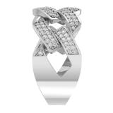Round White Diamond Out Bling Cuban Link Band Ring for Women (0.42 ctw, Color I-J, Clarity I2-I3) in 10K White Gold