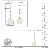 10mm Freshwater Pearl & 0.18 ctw Round White Diamond 3 Stone Drop Down Pendant with 18 Inch Silver Chain for Women in 925 Sterling Silver
