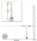 5X3mm Each Pear Shaped Amethyst & 0.17 CT Round White Diamond Infinity Twist Halo Teardrop Lever Back Dangle Earrings for Women in 10K Yellow Gold