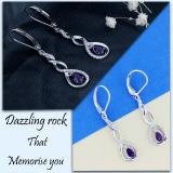 5X3mm Each Pear Shaped Amethyst & 0.17 CT Round White Diamond Infinity Twist Lever Back Dangle Earrings for Women in 925 Sterling Silver