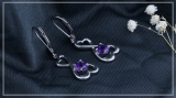 Round Amethyst Double Heart Infinity Twist Lever Back Dangle Earrings for Women (Color Purple Clarity Moderately Included) in 925 Sterling Silver