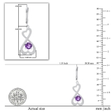 Round Amethyst Double Heart Infinity Twist Lever Back Dangle Earrings for Women (Color Purple Clarity Moderately Included) in 925 Sterling Silver
