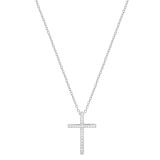 Round White Diamond Crucifix Latin Cross Reversible Pendant with 18 Inch Silver Chain for Women (0.26 ctw, Color I-J, Clarity I2-I3) in 10K White Gold