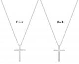 Round White Diamond Crucifix Latin Cross Reversible Pendant with 18 Inch Silver Chain for Women (0.26 ctw, Color I-J, Clarity I2-I3) in 10K White Gold