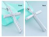 Round White Diamond Crucifix Latin Cross Reversible Pendant with 18 Inch Silver Chain for Women (0.26 ctw, Color I-J, Clarity I2-I3) in 10K White Gold