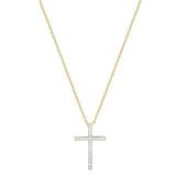 Round White Diamond Crucifix Latin Cross Reversible Pendant with 18 Inch Gold Chain for Women (0.26 ctw, Color I-J, Clarity I2-I3) in 10K Yellow Gold