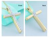Round White Diamond Crucifix Latin Cross Reversible Pendant with 18 Inch Gold Chain for Women (0.26 ctw, Color I-J, Clarity I2-I3) in 10K Yellow Gold
