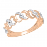 Round White Diamond Cuban Style Engagement Ring for Women (0.22 ctw Color I-J Clarity I1-I2) in 18K Rose Gold