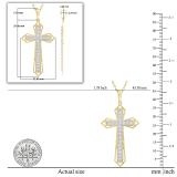 Round White Diamond Religious Gothic Cross Pendant with 18 Inch Gold Chain for Women (0.10 ctw, Color I-J, Clarity I1-I2) in 18K Yellow Gold