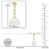 Round 10mm Cultured Freshwater Pearl & 0.21 CT White Diamond Each Graduating Dangle Drop Push Back Earrings for Women in 10K Yellow Gold