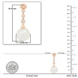 Round 10mm Cultured Freshwater Pearl & 0.21 CT White Diamond Each Graduating Dangle Drop Screw Back Earrings for Women in 18K Rose Gold
