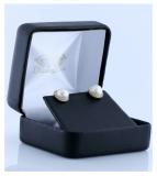 Round 7mm Freshwater Cultured Pearl with 0.19 CT White Diamond Halo Style Pushback Stud Earrings for Women in 10K Yellow Gold