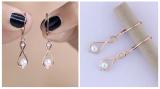 Round 4mm Cultured Freshwater Pearl & White Diamond Infinity Dangle Drop Leverback Earrings For Women (White Diamond- 0.06 ctw Color I-J & Clarity I1-I2) in 14K White Gold
