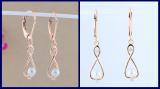 Round 4mm Cultured Freshwater Pearl & White Diamond Infinity Dangle Drop Leverback Earrings For Women (White Diamond- 0.06 ctw Color I-J & Clarity I1-I2) in 14K White Gold