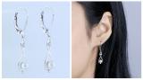 Round 4mm Cultured Freshwater Pearl & White Diamond Infinity Dangle Drop Leverback Earrings For Women (White Diamond- 0.06 ctw Color I-J & Clarity I2-I3) in 925 Sterling Silver