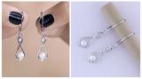 Round 4mm Cultured Freshwater Pearl & White Diamond Infinity Dangle Drop Leverback Earrings For Women (White Diamond- 0.06 ctw Color I-J & Clarity I2-I3) in 925 Sterling Silver