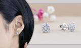 Round White Diamond Halo Illusion Set Screwback Stud Earrings for Women (0.27 ctw, Color I-J, Clarity I2-I3) in 925 Sterling Silver