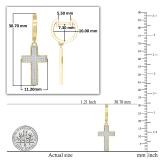 Round White Diamond Cross Dangle Hoop Earrings for Women (0.29 ctw, Color I-J, Clarity I1-I2) in 14K Yellow Gold