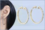 Alternating Baguette & Round White Diamond Ladies Hinged Huggie Hoop Earrings Earrings (0.61 ctw, Color I-J, Clarity I1-I2) in 14K Yellow Gold