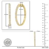 Alternating Baguette & Round White Diamond Ladies Hinged Huggie Hoop Earrings Earrings (0.61 ctw, Color I-J, Clarity I1-I2) in 14K Yellow Gold