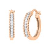 Round White Diamond Curved Edge Hinged Hoop Earrings for Her (0.23 ctw, Color I-J, Clarity I1-I2) in 18K Rose Gold