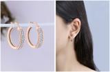 Round White Diamond Curved Edge Hinged Hoop Earrings for Her (0.23 ctw, Color I-J, Clarity I1-I2) in 18K Rose Gold