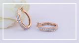 Round White Diamond Curved Edge Hinged Hoop Earrings for Her (0.23 ctw, Color I-J, Clarity I1-I2) in 18K Rose Gold