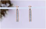 Round White Diamond Curved Edge Hinged Hoop Earrings for Her (0.23 ctw, Color I-J, Clarity I1-I2) in 18K Rose Gold
