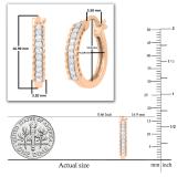 Round White Diamond Curved Edge Hinged Hoop Earrings for Her (0.23 ctw, Color I-J, Clarity I1-I2) in 18K Rose Gold