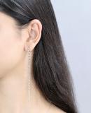 Dazzlingrock Collection Round White Diamond Linear Bar Illusion Set Drop Earrings for Her (0.12 ctw Color I-J Clarity I2-I3) in 10K White Gold in Screw Back