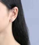 Round White Diamond Double Halo Style Post Stud Earrings for Her (0.24 ctw, Color I-J, Clarity I2-I3) in 10K Yellow Gold in Push Back