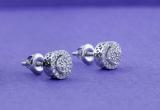 Round White Diamond Double Halo Style Post Stud Earrings for Her (0.24 ctw, Color I-J, Clarity I2-I3) in 925 Sterling Silver in Screw Back