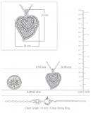 Round White Diamond Triple Heart Outline Pendant for Women with 18 Inch Silver Chain (1.00 ctw, Color I-J, Clarity I1-I2) in 18K White Gold