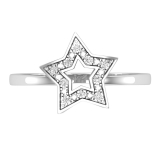 0.03 Carat Round White Diamond Hollow Star Ring for Women in 925 Sterling Silver