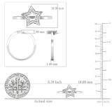 0.03 Carat Round White Diamond Hollow Star Ring for Women in 925 Sterling Silver