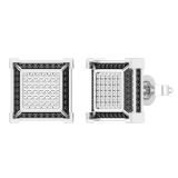 0.12 Carat (ctw) Round White Diamond V-Prong Cube Unisex Stud Earrings in 10K White Gold in Push Back