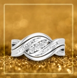 Baguette & Round White Diamond 3 Stone Two Tone Twisted Engagement Ring for Women (0.22 ctw, Color I-J, Clarity I2-I3) in 925 Sterling Silver