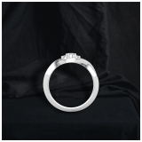 Baguette & Round White Diamond 3 Stone Two Tone Twisted Engagement Ring for Women (0.22 ctw, Color I-J, Clarity I2-I3) in 925 Sterling Silver