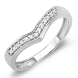 0.13 Carat (ctw) Round White Diamond Chevron Stackable Wedding Band for Women in 925 Sterling Silver