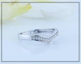 0.13 Carat (ctw) Round White Diamond Chevron Stackable Wedding Band for Women in 925 Sterling Silver