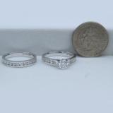 1.87 Carat (ctw) 14k White Gold Round Diamond Ladies Bridal Engagement Ring Set