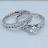 1.87 Carat (ctw) 14k White Gold Round Diamond Ladies Bridal Engagement Ring Set