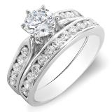 1.10 Carat (ctw) 14k White Gold Round Diamond Ladies Bridal Semi Mount Engagement Ring Set (No Center Stone)