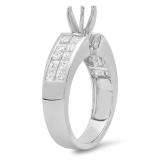 1.50 Carat (ctw) 14k White Gold Round & Princess Diamond Ladies Engagement Bridal Ring with invisible Setting