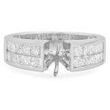 1.50 Carat (ctw) 14k White Gold Round & Princess Diamond Ladies Engagement Bridal Ring with invisible Setting