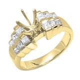 Princess White Diamond Semi Mount Engagement Ring for Women (0.80 ctw, Color I-J, Clarity I1-I2) in 14K Yellow Gold
