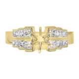 Princess White Diamond Semi Mount Engagement Ring for Women (0.80 ctw, Color I-J, Clarity I1-I2) in 14K Yellow Gold